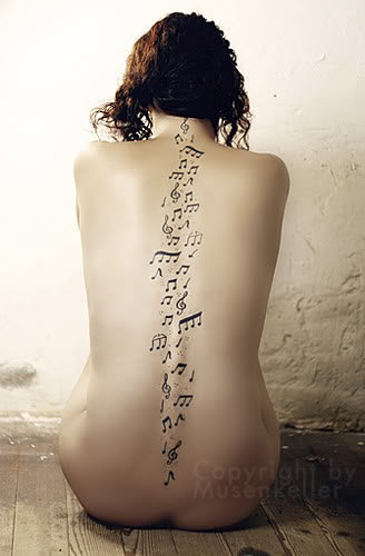 Backbone With Musical Notes Tattoo