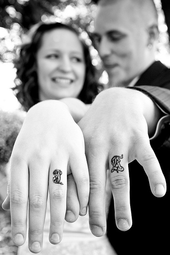 Sweet Couple Tattoo Design on Ring Finger