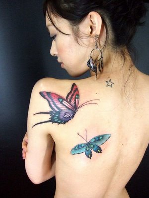 On Shoulder / Back Beautiful Butterfly Tattoo Design Ideas for Women (NSFW)