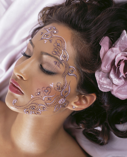 Glittery / Sparkly Swirls and Flowers Tattoo Ideas for Women