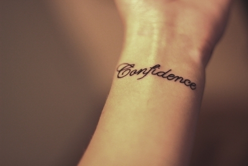 Word Of Confidence Wrist Tattoo