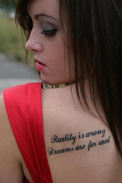 Beautiful Girl with Tattoo Quotes Photo