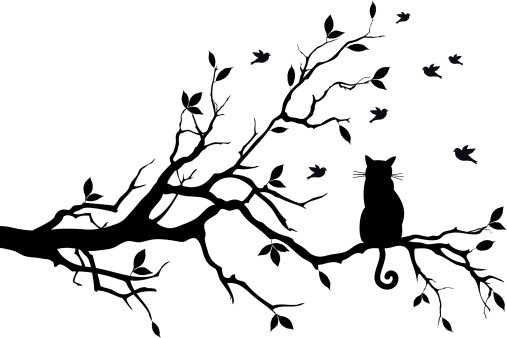 Black Cat And Tree Tattoo Designs