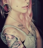 Arm Colored Tattoo and Piercing for Girl