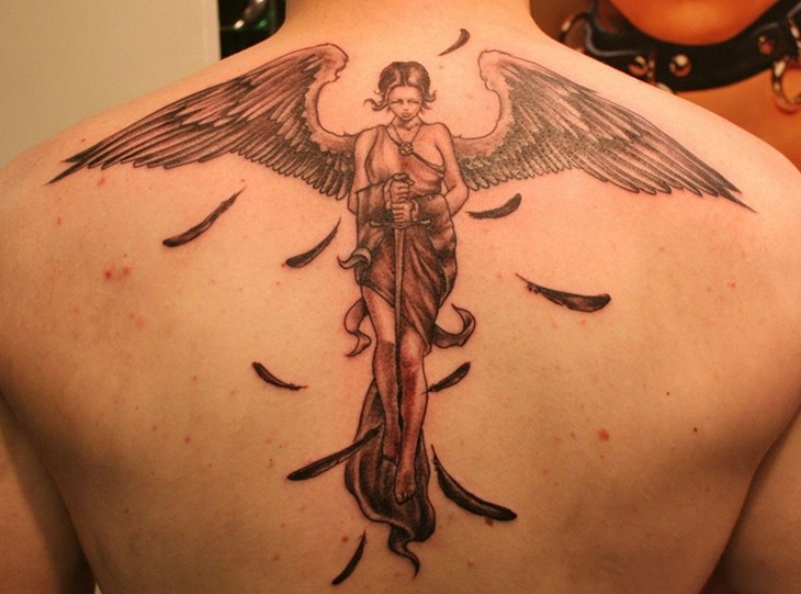 Cool 3D Angel Tattoo Design For Men
