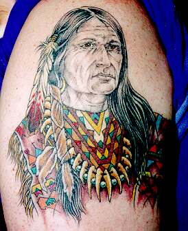 Colorful Native American Indian Arm Tattoo