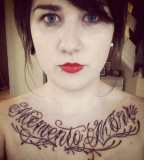 Ambigram Tattoo Design on Chest for Women