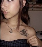 Girls Swallow Tattoo On Chest