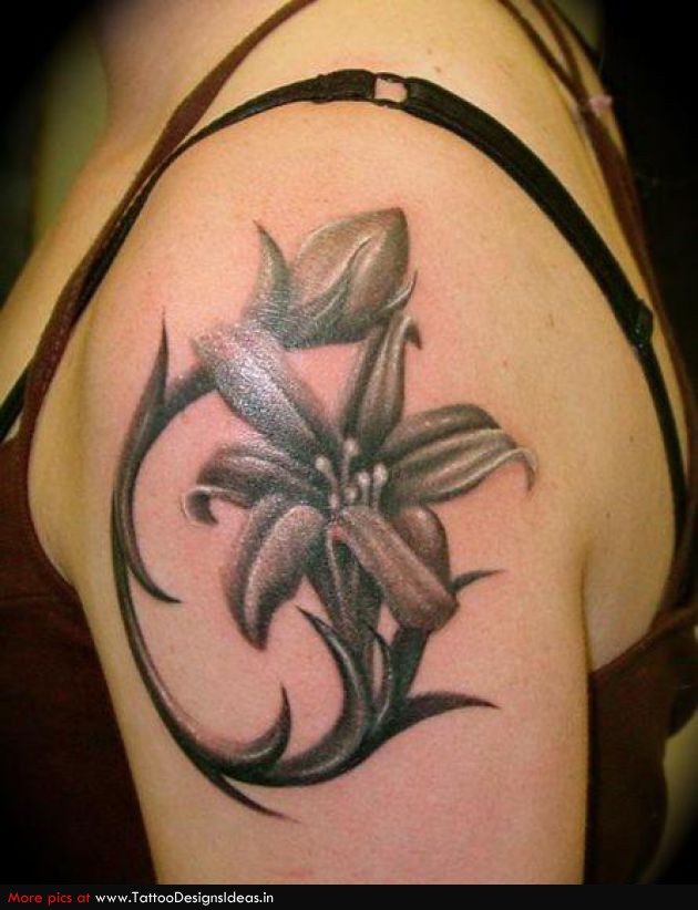 Lily Flower Shaped Symbolizing Family Tattoo Design Pic