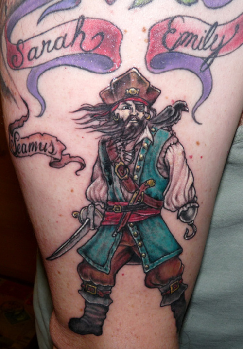 Family Pirate Tattoo Design on Upper-Arm Tattoo Picture
