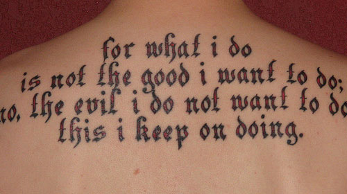 Holy Bible Scripture Tattoo Design on Back