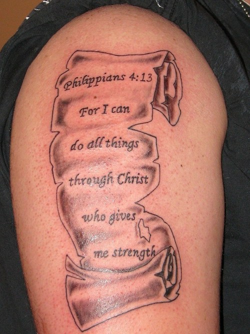 Cool Sleeve Bible Verse Tattoo Design