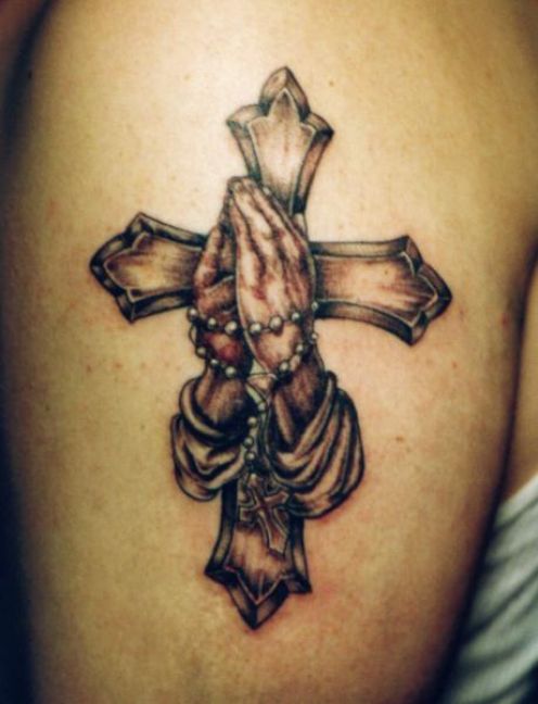 Art Christian Cross Design on Upper Arm