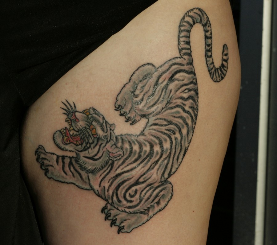 Tiger Theme Sleeve Tattoo