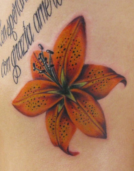 Beautiful Flower Tattoos Tiger Lily On The Ribs