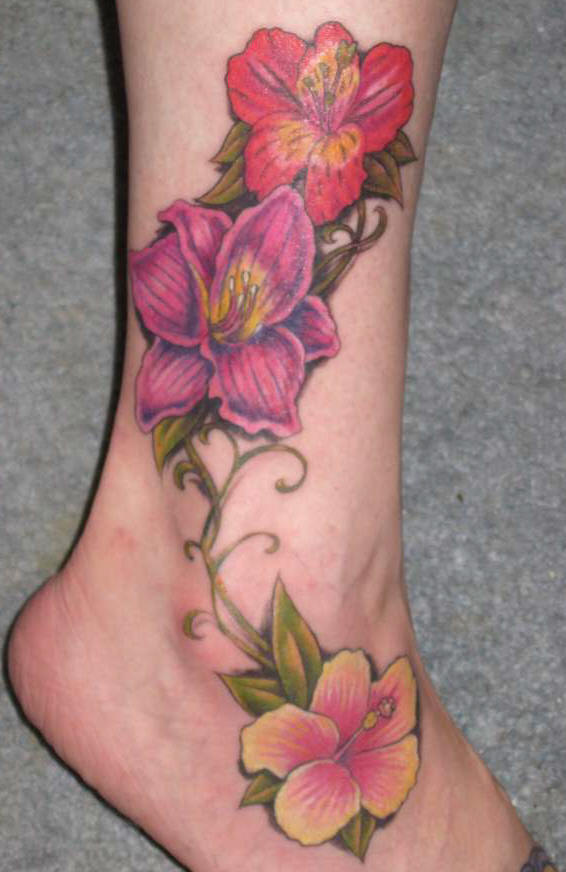 Tiger Lilly Leg Tattoo