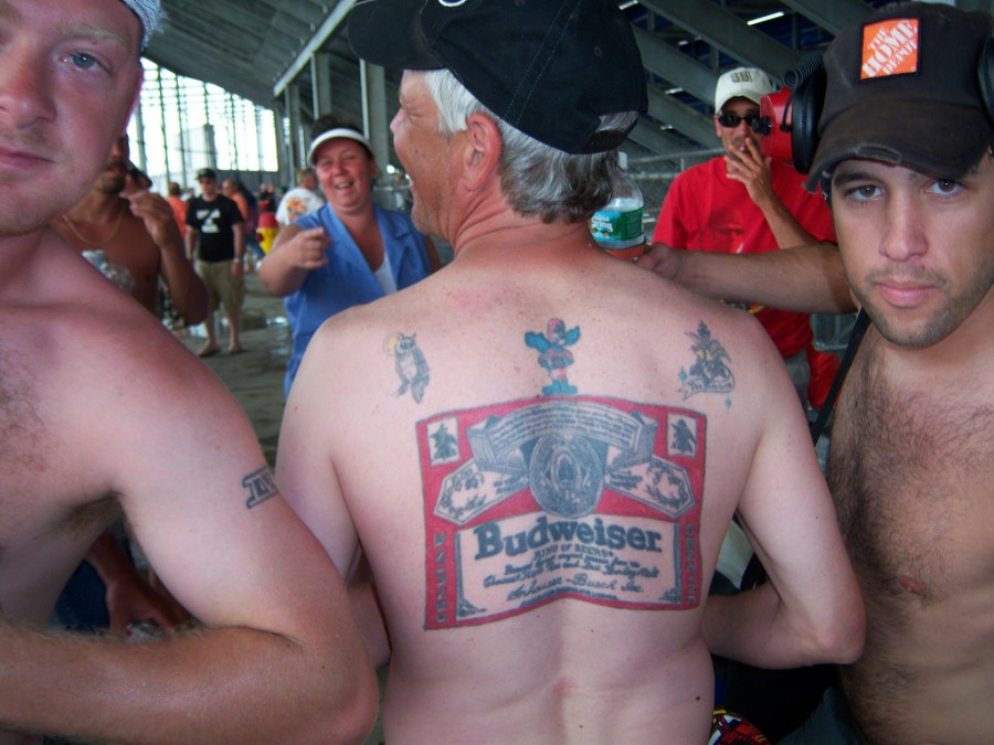 Budweiser Brand Inspired Tattoo on Men Back