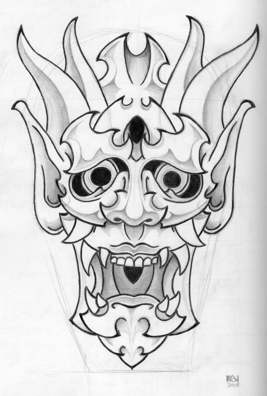 Japanese Mask Tattoo Design Pictures Art