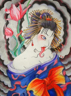 Traditional Japanese Hannya Mask Geisha Tattoo Designs