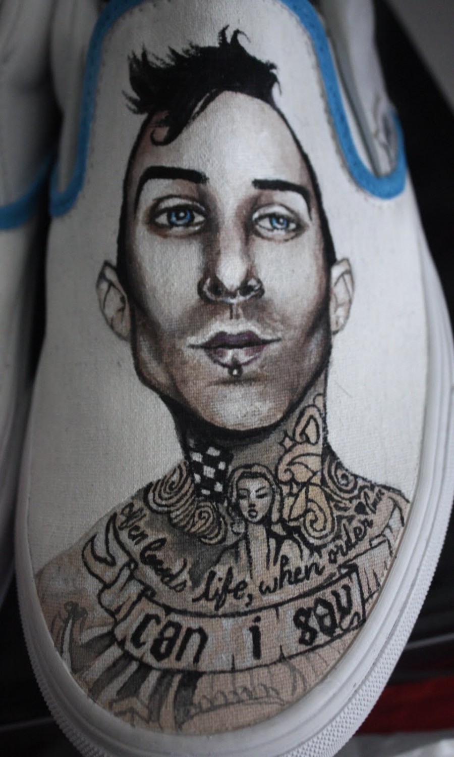 Cool Travis Barker Blink182 Portrait Tattoo