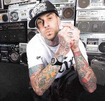 Travis Barker Cadillac Boom Box Flags And Full Color Tattoos