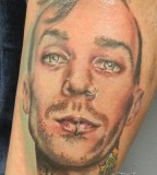 Cool Travis Barker Portrait Tattoo