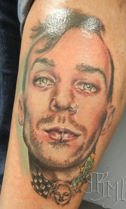 Cool Travis Barker Portrait Tattoo