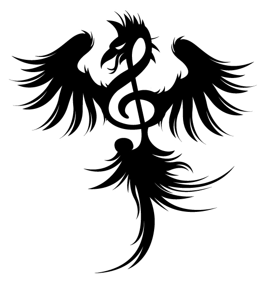 Phoenix Treble Clef Tattoo Design