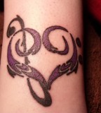 Treble Bass Clef Heart Tattoo - Black / White Tattoo