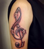 Staggering Treble Clef Tattoo Shoulder for Men