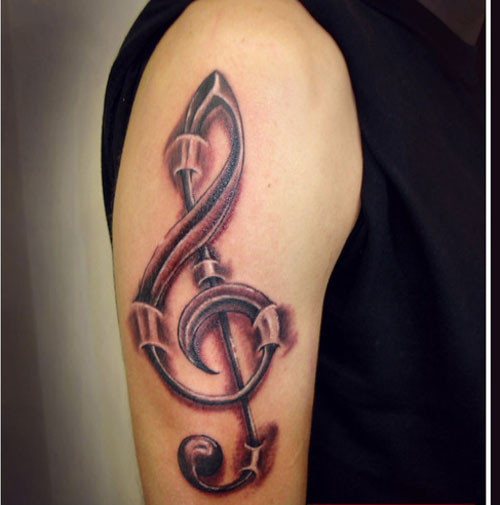 Staggering Treble Clef Tattoo Shoulder for Men