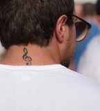 Elegant Treble Clef Tattoos in Back Neck for Men