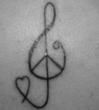 New Treble Clef Peace Sign Heart Tattoo Idea