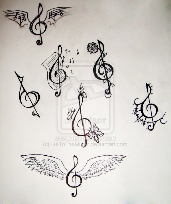 Cute Bass Treble Clef Tattoo Design