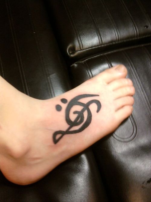 Treble Clef Tattoo for Leg Men and Women