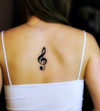 Treble Clef Tattoo Back Body for Women