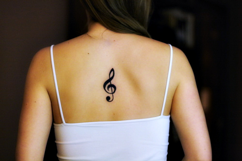 Treble Clef Tattoo Back Body for Women