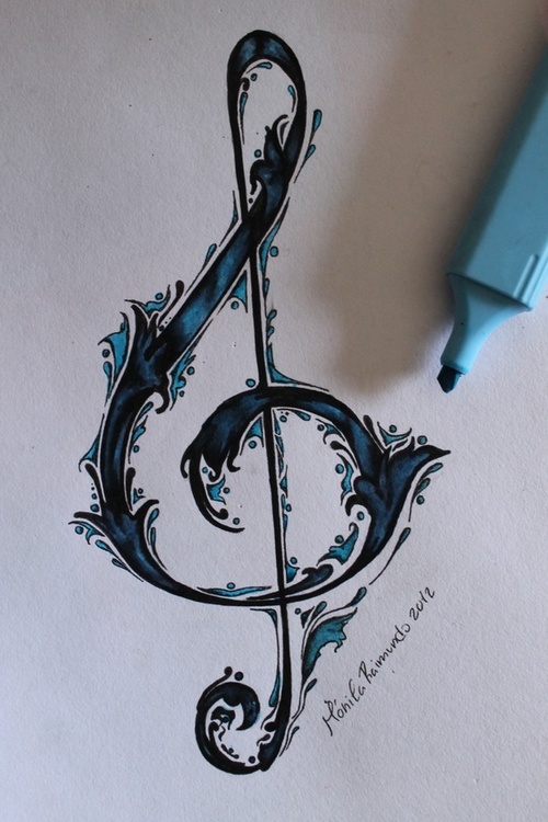 Simply Treble Clef Tattoo Sketch Reference