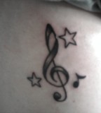 Treble Clef Tattoo with Cute Star Tattoo for Women