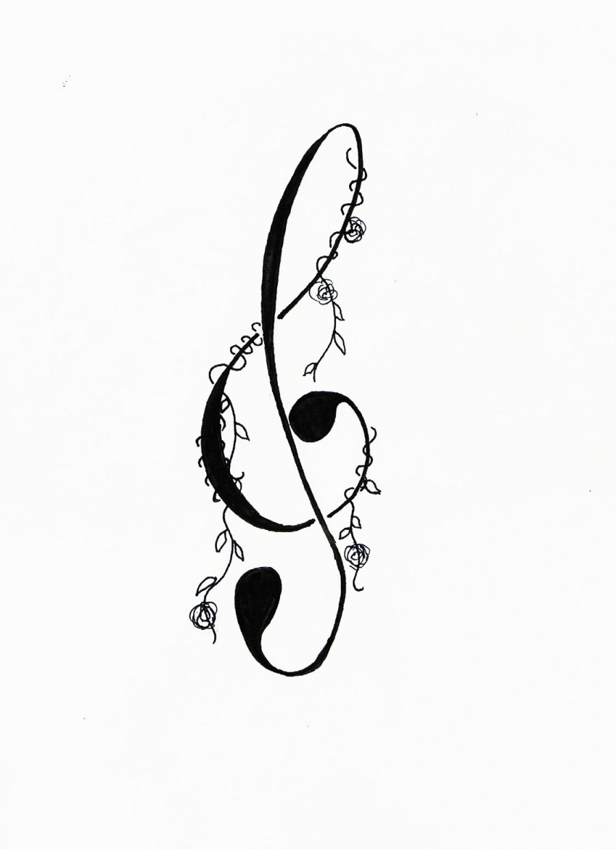 Cool Treble Clef Tattoo Design By Bodyartfan for Men