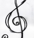 Chic Treble Clef Tattoo Sketch Design