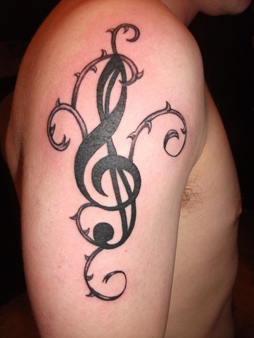 Treble Clef Tattoo Shoulder for Men