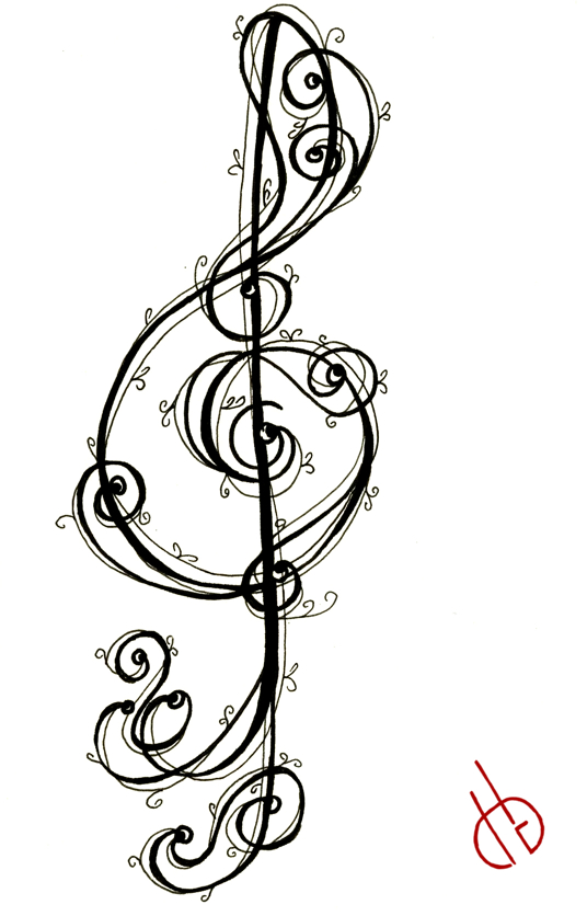 Trebleg Clef Music Art Tattoo