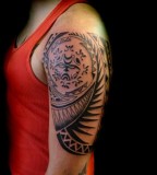 Tribal Tattoo Left Upper Sleeve Design For Men