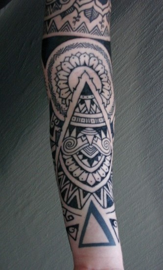 Indian Tribal Style Full Arm Tattoo for Girls