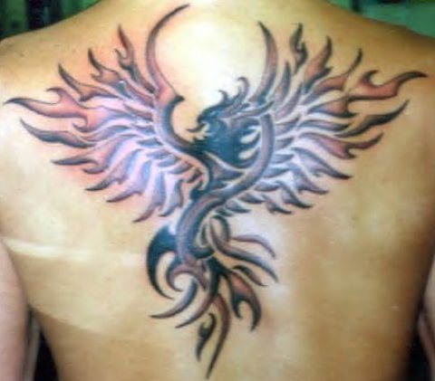 The Upper Back Tribal Phoenix Tattoo Designs