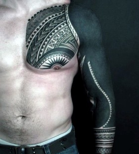 tribal sleeve and chest tattoos for men tribal sleeve and chest tattoos for men