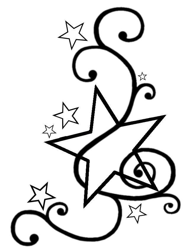 Swirly Star Tattoo Design Template by Darkhaiiro (Deviantart) – Star Tattoos