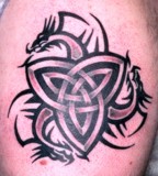 Amazing Celtic Trinity Knot with Dragon Tribals Tattoo Design