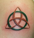 3D Green Orange Trinity Knot Tattoo Design